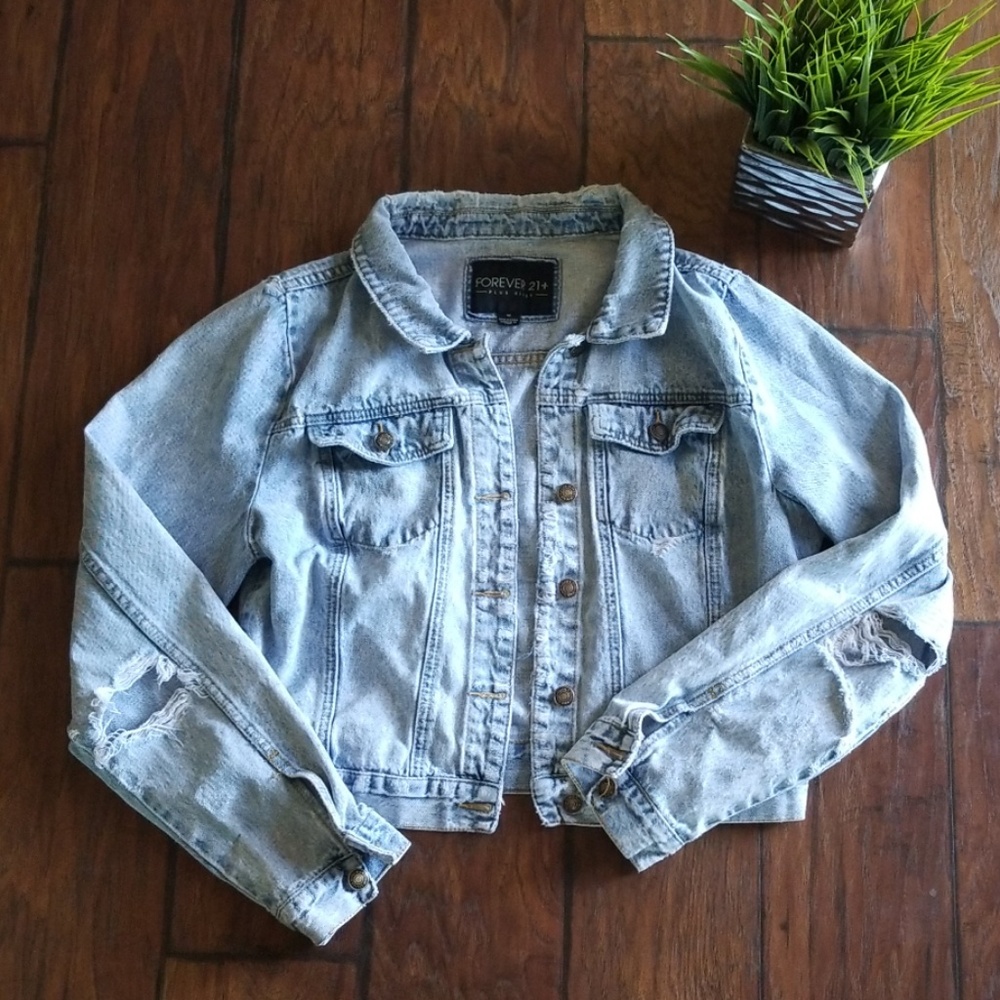 Forever 21 Distressed Demin Jacket